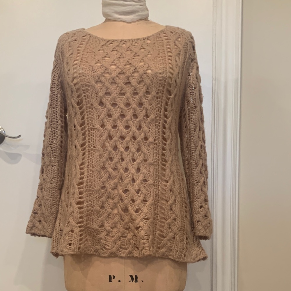 Max Studio dusty rose lightweight Cable Knit Sweater